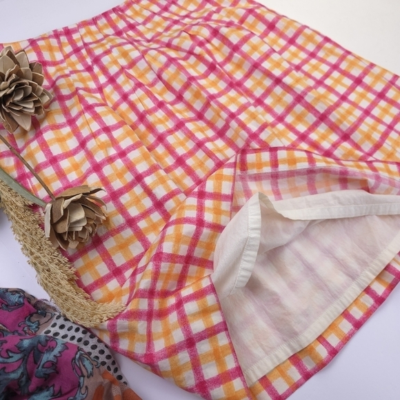 Talbots Plaid Pink and Orange Cotton Plaid Women's Skirt Sz 8 - Picture 2 of 8
